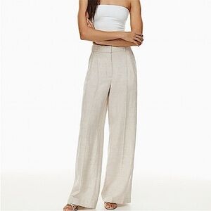Aritzia the effortless wide leg pant cream tan cruise linen size 0